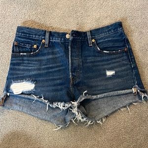 Blue denim Levi 501 jean shorts